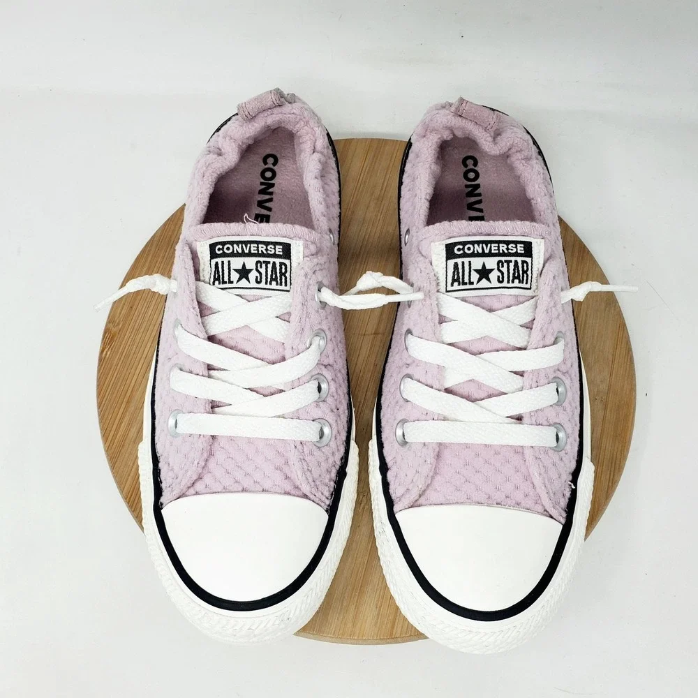 Converse Shoreline Shoes Womens 7 Fuzzy‎ Fleece Slip On Sneakers Cinch Heel